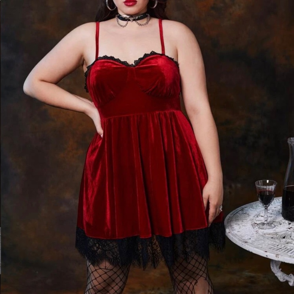 Red velvet dress